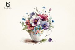 Flowers in a cup watercolorSublimation PNG Bundle Product Image 5