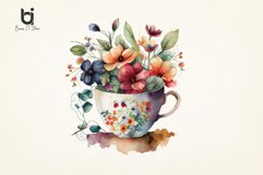 Flowers in a cup watercolorSublimation PNG Bundle Product Image 6