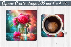 Square Coaster | Flowers | Flowers in a glass jar Product Image 1