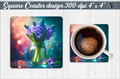 Square Coaster | Flowers | Flowers in a glass jar Product Image 1