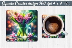 Square Coaster | Flowers | Flowers in a glass jar Product Image 1