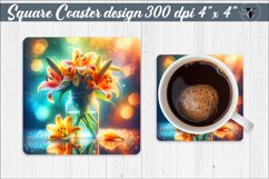Square Coaster | Flowers | Flowers in a glass jar Product Image 1
