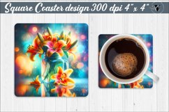 Square Coaster | Flowers | Flowers in a glass jar Product Image 1