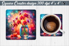 Square Coaster | Flowers | Flowers in a glass jar Product Image 1