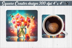 Square Coaster | Flowers | Flowers in a glass jar Product Image 1