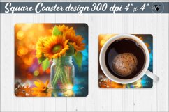 Square Coaster | Flowers | Flowers in a glass jar Product Image 1