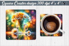 Square Coaster | Flowers | Flowers in a glass jar Product Image 1