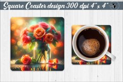 Square Coaster | Flowers | Flowers in a glass jar Product Image 1