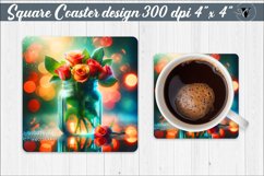 Square Coaster | Flowers | Flowers in a glass jar Product Image 1
