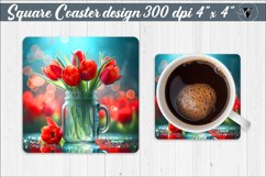 Square Coaster | Flowers | Flowers in a glass jar Product Image 1