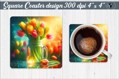 Square Coaster | Flowers | Flowers in a glass jar Product Image 1