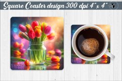 Square Coaster | Flowers | Flowers in a glass jar Product Image 1