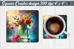 Square Coaster | Flowers | Flowers in a glass jar Product Image 1