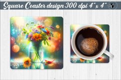 Square Coaster | Flowers | Flowers in a glass jar Product Image 1
