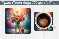 Square Coaster | Flowers | Flowers in a glass jar Product Image 1