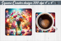 Square Coaster | Flowers | Flowers in a glass jar Product Image 1