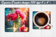 Square Coaster | Flowers | Flowers in a glass jar Product Image 1