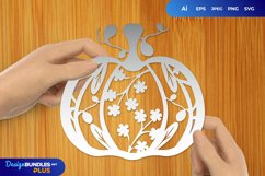 Flowers Inside a Pumpkin Papercut Product Image 1