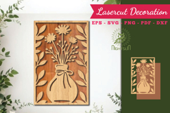 Flowers in Bottle Lasercut Wall Decor SVG Product Image 1