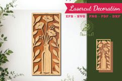 Flowers in Bottle Lasercut Wall Decor SVG Product Image 1