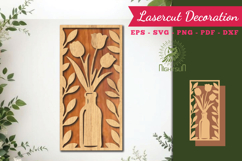 Flowers in Bottle Lasercut Wall Decor SVG Product Image 1