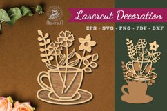 Flowers in Cup Laser Cut Decoration Product Image 1