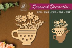 Flowers in Cup Laser Cut Decoration Product Image 1