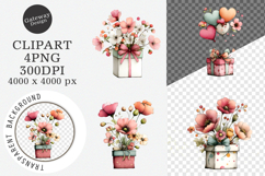 Flowers in gift box clipart - Flowers in gift box Png Product Image 1