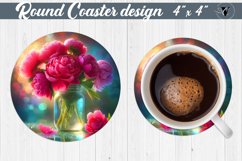 Round Coaster | Flowers in glass jar Product Image 1