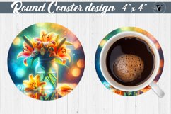Round Coaster | Flowers in glass jar Product Image 1