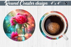 Round Coaster | Flowers in glass jar Product Image 1