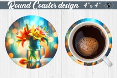 Round Coaster | Flowers in glass jar Product Image 1
