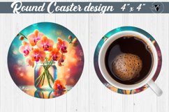 Round Coaster | Flowers in glass jar Product Image 1