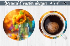 Round Coaster | Flowers in glass jar Product Image 1