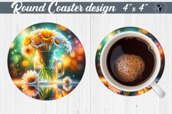 Round Coaster | Flowers in glass jar Product Image 1