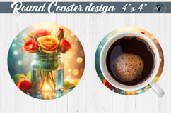 Round Coaster | Flowers in glass jar Product Image 1
