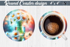 Round Coaster | Flowers in glass jar Product Image 1