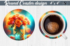 Round Coaster | Flowers in glass jar Product Image 1