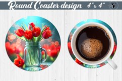 Round Coaster | Flowers in glass jar Product Image 1