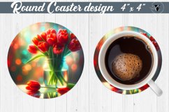 Round Coaster | Flowers in glass jar Product Image 1