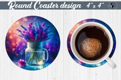 Round Coaster | Flowers in glass jar Product Image 1