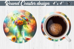 Round Coaster | Flowers in glass jar Product Image 1