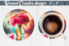 Round Coaster | Flowers in glass jar Product Image 1
