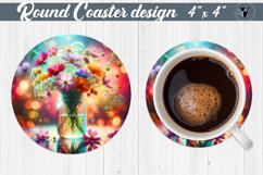 Round Coaster | Flowers in glass jar Product Image 1