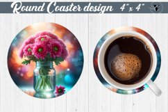 Round Coaster | Flowers in glass jar Product Image 1