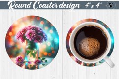 Round Coaster | Flowers in glass jar Product Image 1