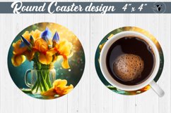 Round Coaster | Flowers in glass jar Product Image 1