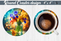 Round Coaster | Flowers in glass jar Product Image 1