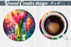 Round Coaster | Flowers in glass jar Product Image 1