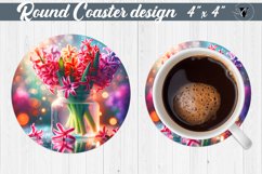 Round Coaster | Flowers in glass jar Product Image 1